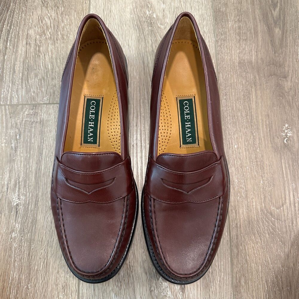 Cole Haan Charles Cordovan Leather Penny Loafers Burgundy Slip On Mens 10M